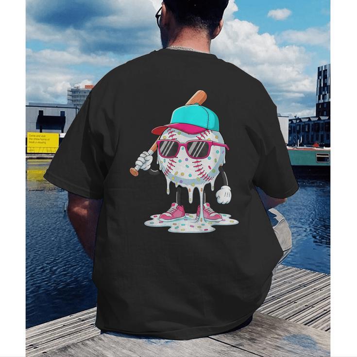 Baseball Drip Ice Cream Lifestyle Sprinkless Boy Kid Men's Back Print T-Shirt