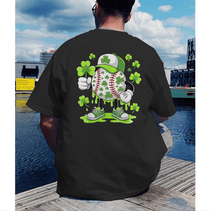 Baseball Drip Ice Cream Shamrock Irish St Patricks Men Men's Back Print T-Shirt