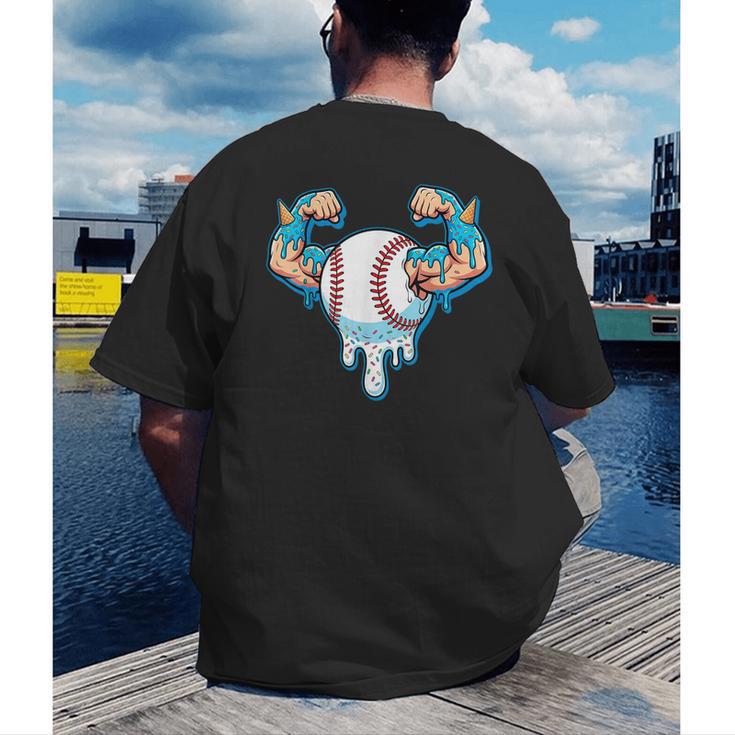 Baseball Drip Ice Cream Strong Character Men's Back Print T-Shirt Baseball Drip Ice Cream Strong Character Men's Back Print T-Shirt