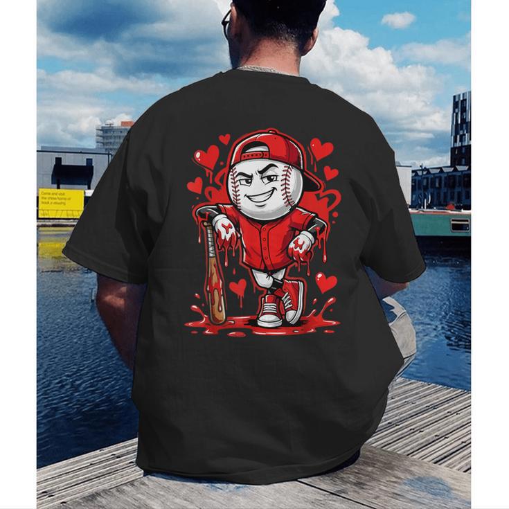 Baseball Drip Icecream Heart Red Valentine Day Boys Kids Men's Back Print T-Shirt Baseball Drip Icecream Heart Red Valentine Day Boys Kids Men's Back Print T-Shirt