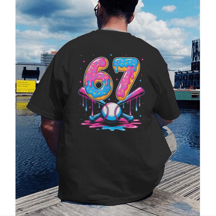 Baseball Drip Number 67 Player 67Th Birthday Baseball Meme Men's Back Print T-Shirt