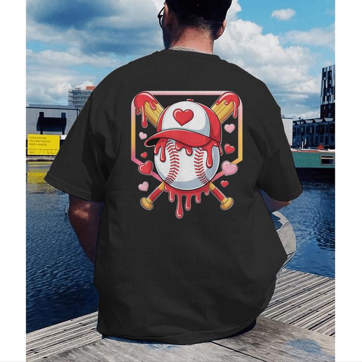 Baseball Heart Valentines Day Baseball Ice Cream Drip Boys Men's Back Print T-Shirt Baseball Heart Valentines Day Baseball Ice Cream Drip Boys Men's Back Print T-Shirt