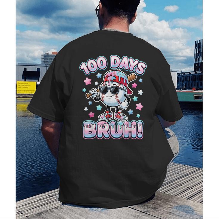 Baseball Ice Cram Drip 100 Days Of School 100th Boys Youth Men's Back Print T-Shirt Baseball Ice Cram Drip 100 Days Of School 100th Boys Youth Men's Back Print T-Shirt
