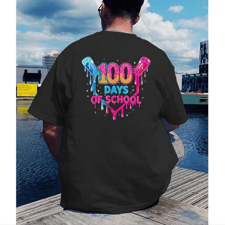 Baseball Ice Cream Drip 100 Days Of School Boys Girls 100th Men's Back Print T-Shirt Baseball Ice Cream Drip 100 Days Of School Boys Girls 100th Men's Back Print T-Shirt