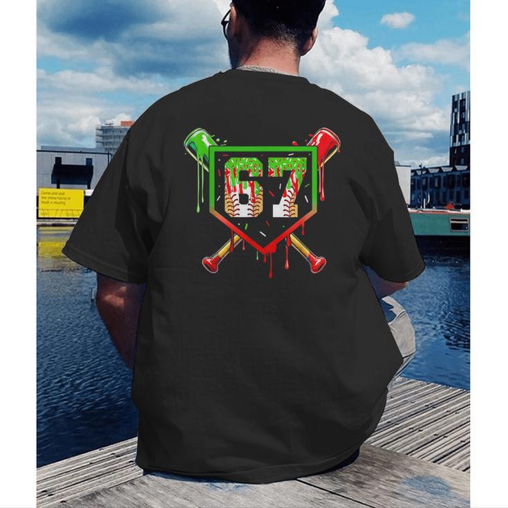 Baseball Ice Cream Drip Number 67 Player 6 7 Christmas Pjs Men's Back Print T-Shirt