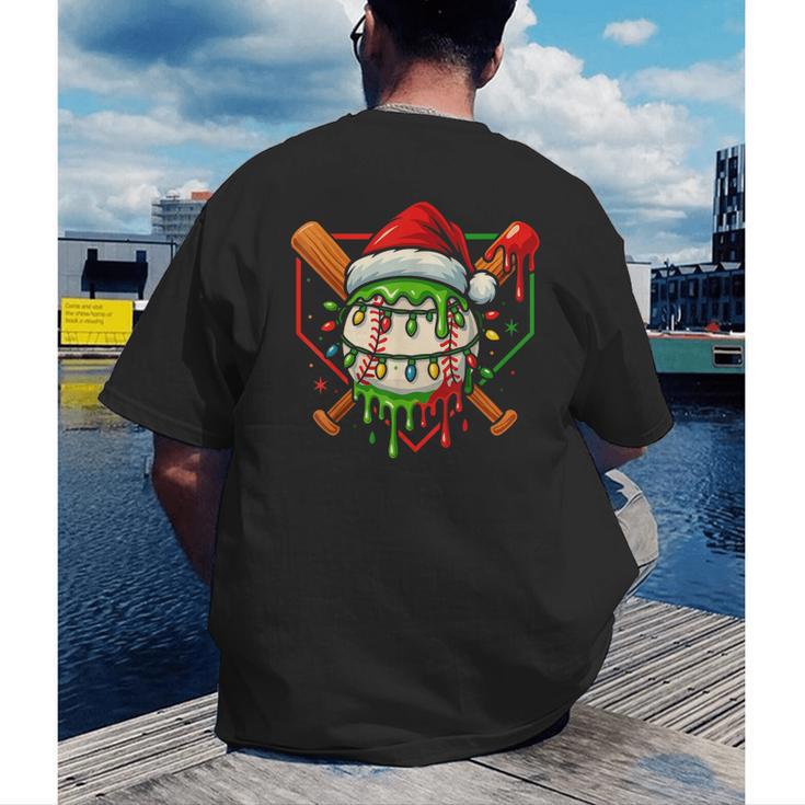 Baseball Lifestyle Apparel Youth Christmas Baseball Drip Men's Back Print T-Shirt