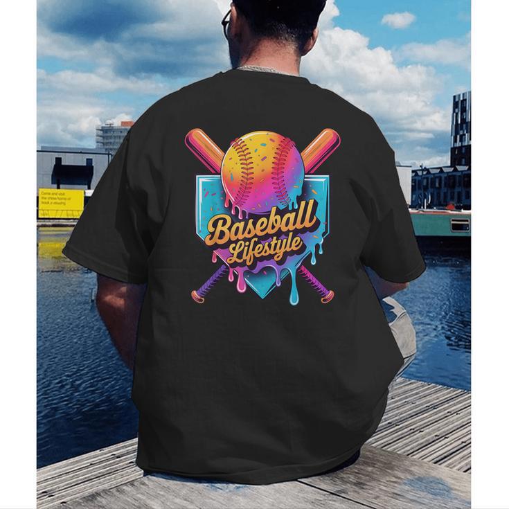 Baseball Lifestyle Drip Icecream Men's Back Print T-Shirt
