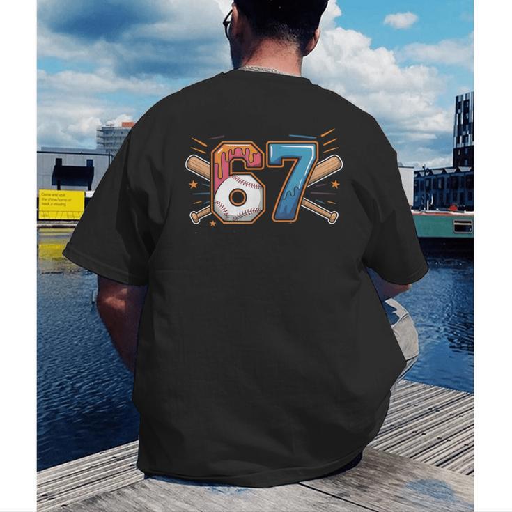 Baseball Lover Drip Number 67 Player 67th Birthday Meme Men's Back Print T-Shirt