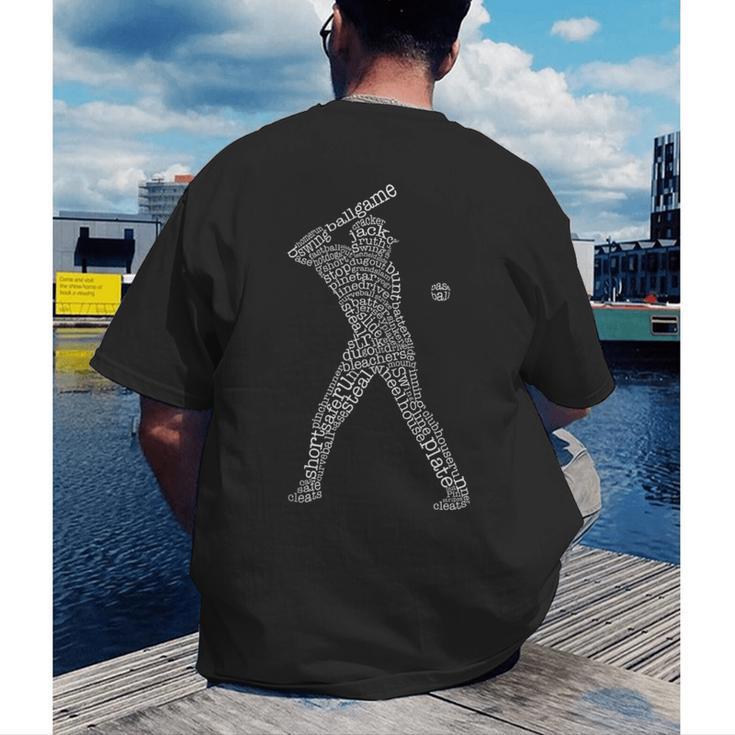 Baseball Player Typography Word Art Men's Back Print T-Shirt Baseball Player Typography Word Art Men's Back Print T-Shirt