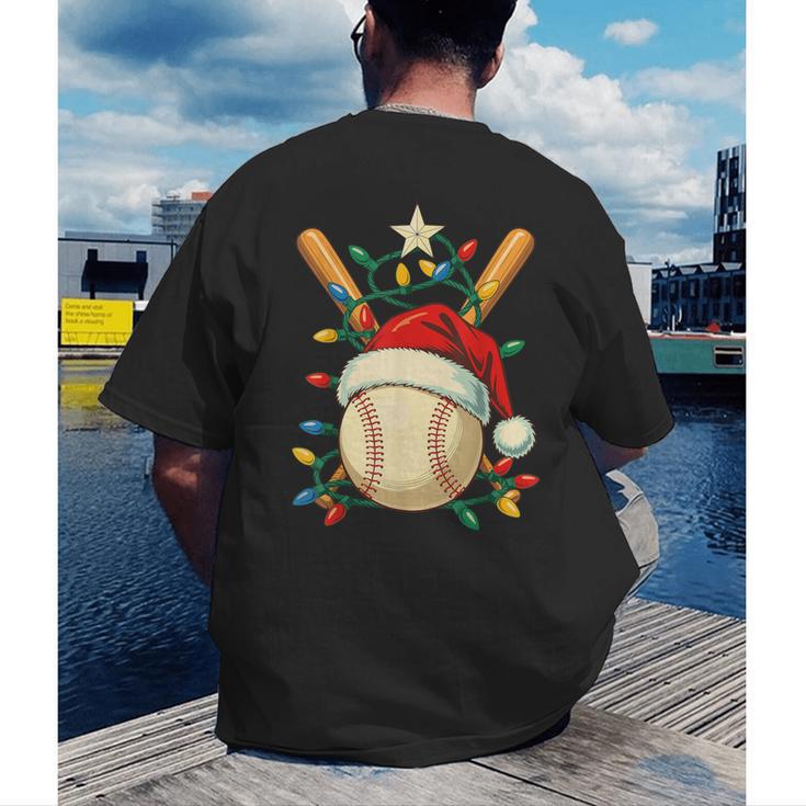 Baseball Santa Christmas Ball Baseball Lover Player Boys Men's Back Print T-Shirt