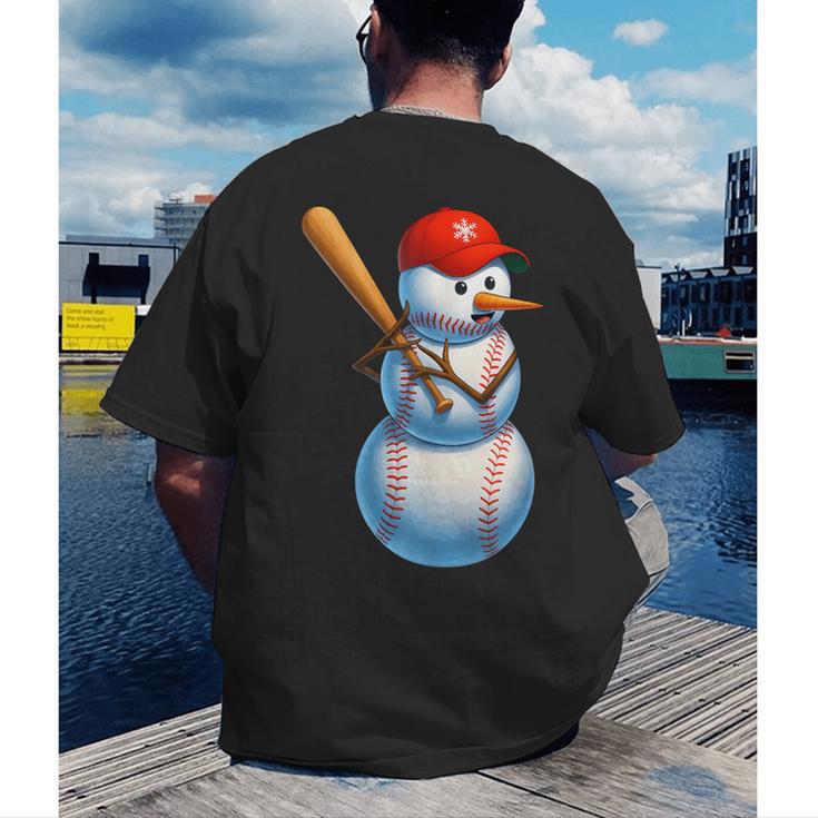 Baseball Snowman Merry Christmas Xmas Pajamas Men Women Kids Men's Back Print T-Shirt Baseball Snowman Merry Christmas Xmas Pajamas Men Women Kids Men's Back Print T-Shirt