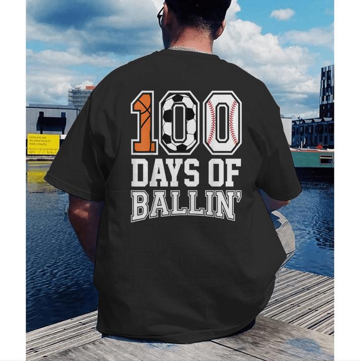 Baseball Soccer Basketball 100 Days Of School Men's Back Print T-Shirt Baseball Soccer Basketball 100 Days Of School Men's Back Print T-Shirt