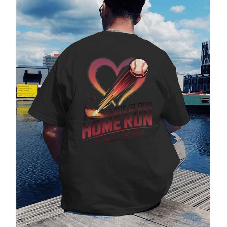 Baseball Valentine Love Is Our Home Run Apparel Men's Back Print T-Shirt Baseball Valentine Love Is Our Home Run Apparel Men's Back Print T-Shirt