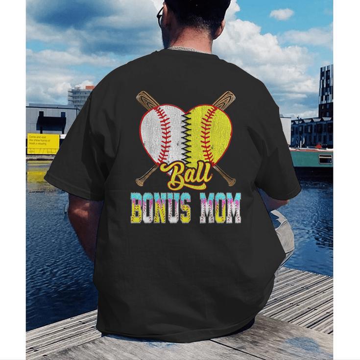 Bonus Mom Of Both Half Baseball Softball Ice Cream Drip Men's Back Print T-Shirt Bonus Mom Of Both Half Baseball Softball Ice Cream Drip Men's Back Print T-Shirt