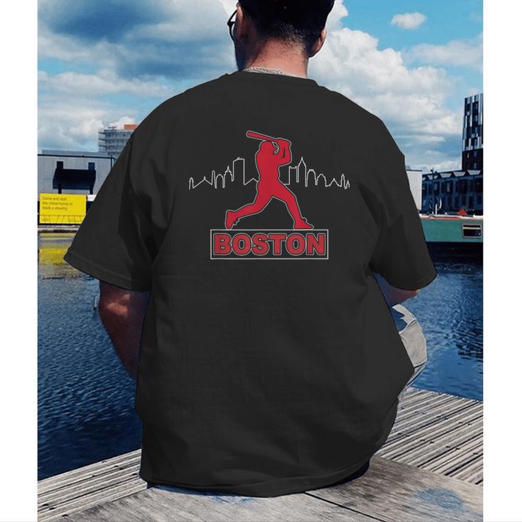 Boston Lovers Skyline Retro Baseball Heartbeat Men Women Men's Back Print T-Shirt Boston Lovers Skyline Retro Baseball Heartbeat Men Women Men's Back Print T-Shirt