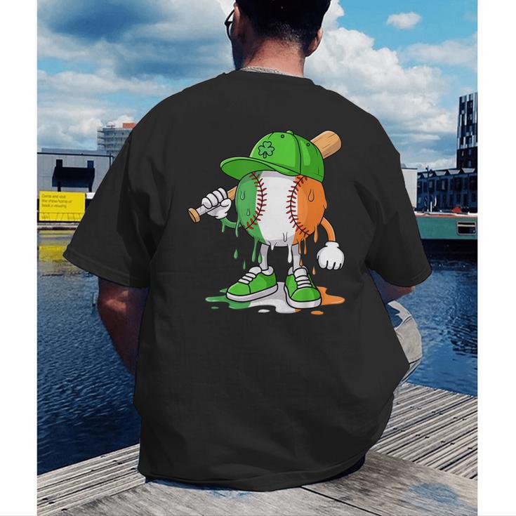 Boys St Patricks Day Kids Baseball Player Ice Cream Drip Men's Back Print T-Shirt Boys St Patricks Day Kids Baseball Player Ice Cream Drip Men's Back Print T-Shirt