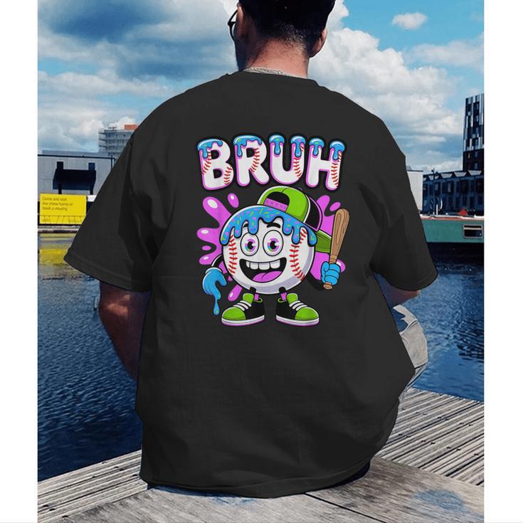 Bruh Baseball Drip Boys Youth Ice Cream Dripping Baseball Men's Back Print T-Shirt