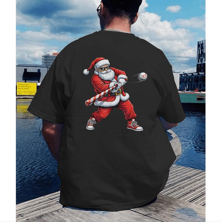 Christmas Baseball Player Santa Xmas Boys Men Toddler Men's Back Print T-Shirt