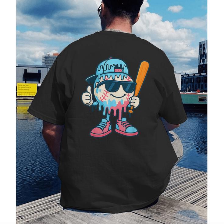 Cool Ice Cream Drip Baseball Drip For Boys Sports Kids Men's Back Print T-Shirt Cool Ice Cream Drip Baseball Drip For Boys Sports Kids Men's Back Print T-Shirt