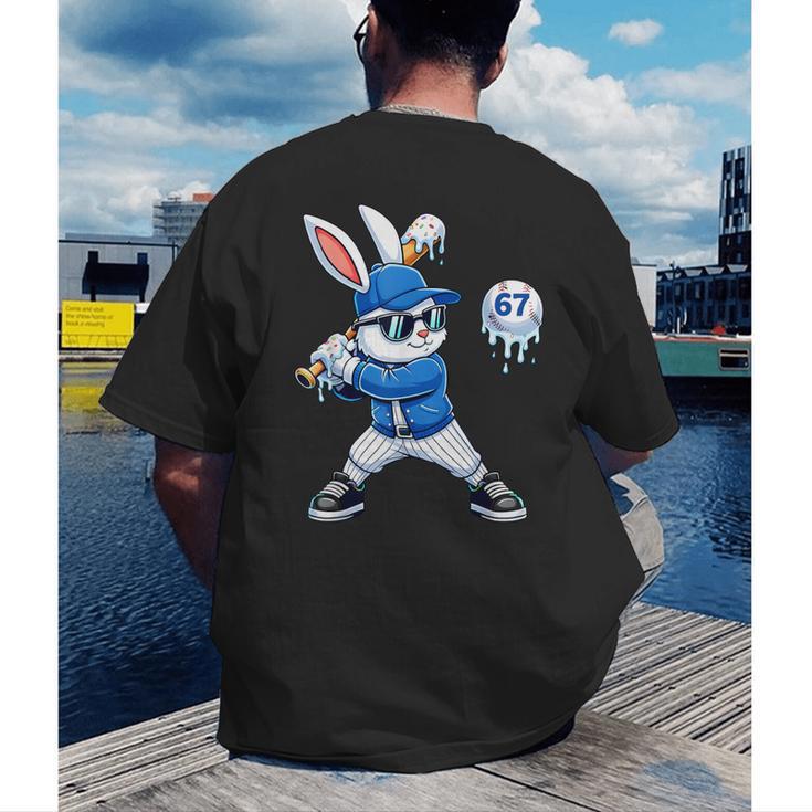 Dripping Drip Baseball Rabbit Bunny Easter Men Boy Kid Men's Back Print T-Shirt