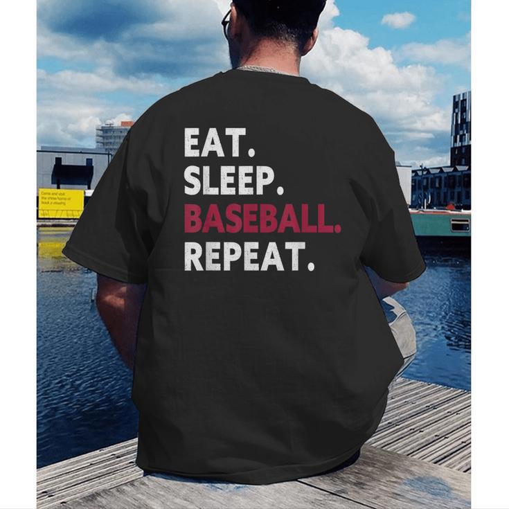 Eat Sleep Baseball Repeat Baseball Player Men's Back Print T-Shirt