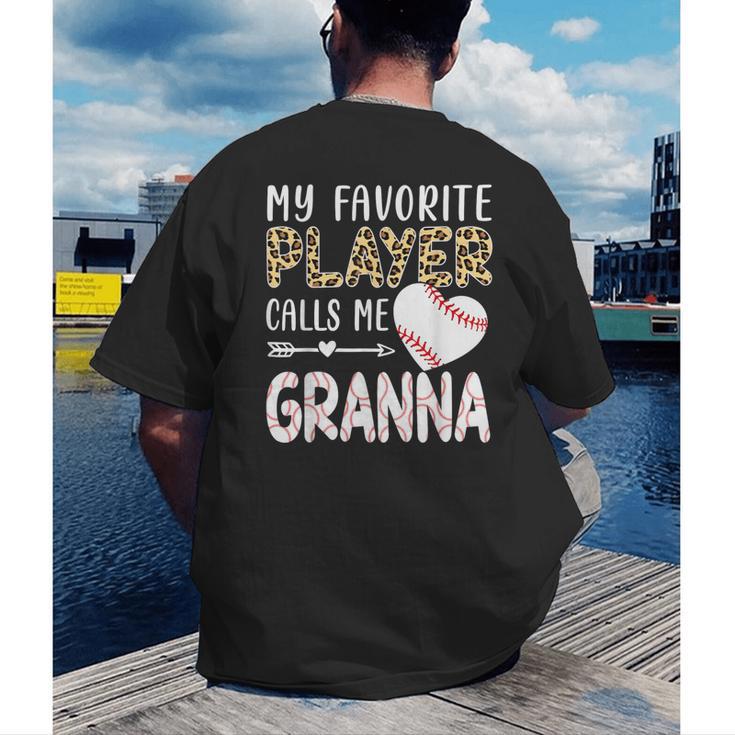 My Favorite Player Calls Me Granna Baseball Leopard Men's Back Print T-Shirt My Favorite Player Calls Me Granna Baseball Leopard Men's Back Print T-Shirt