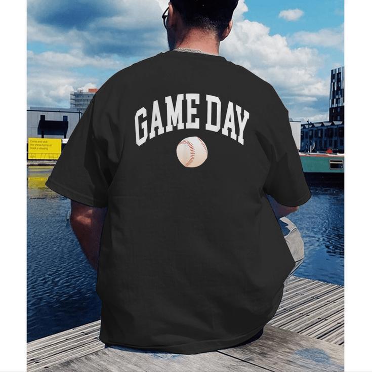 Game Day Baseball Player And Fan Graphic Men's Back Print T-Shirt