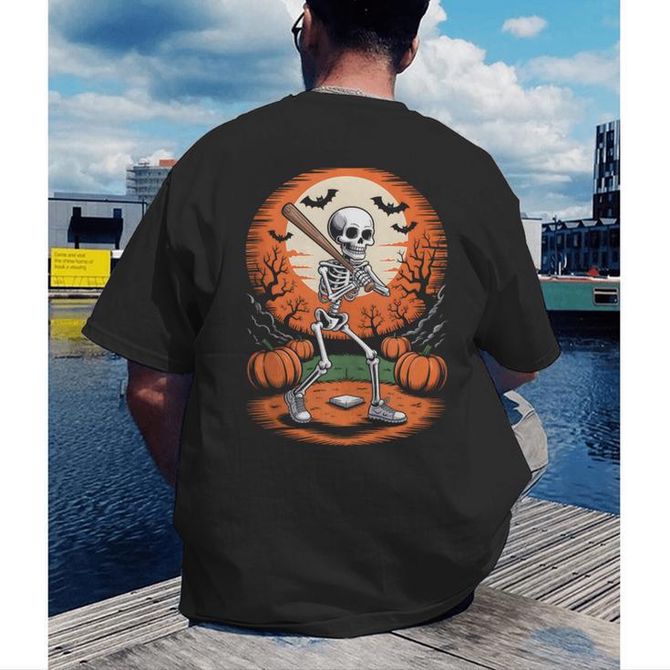 Halloween Skeleton Baseball Player Costume Men Boys Kids Men's Back Print T-Shirt