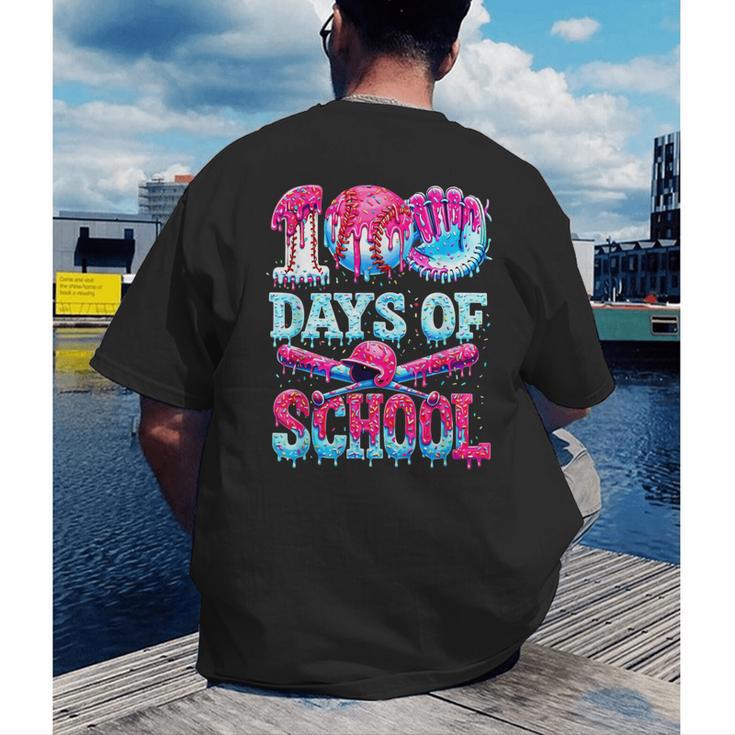 Happy 100 Days Of School Game Day Baseball Ice Cream Drip Men's Back Print T-Shirt Happy 100 Days Of School Game Day Baseball Ice Cream Drip Men's Back Print T-Shirt