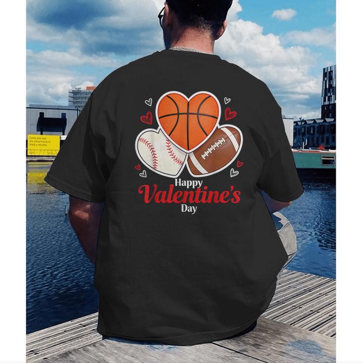 Happy Valentine’s Basketball Football Valentine Baseball Men's Back Print T-Shirt Happy Valentine’s Basketball Football Valentine Baseball Men's Back Print T-Shirt