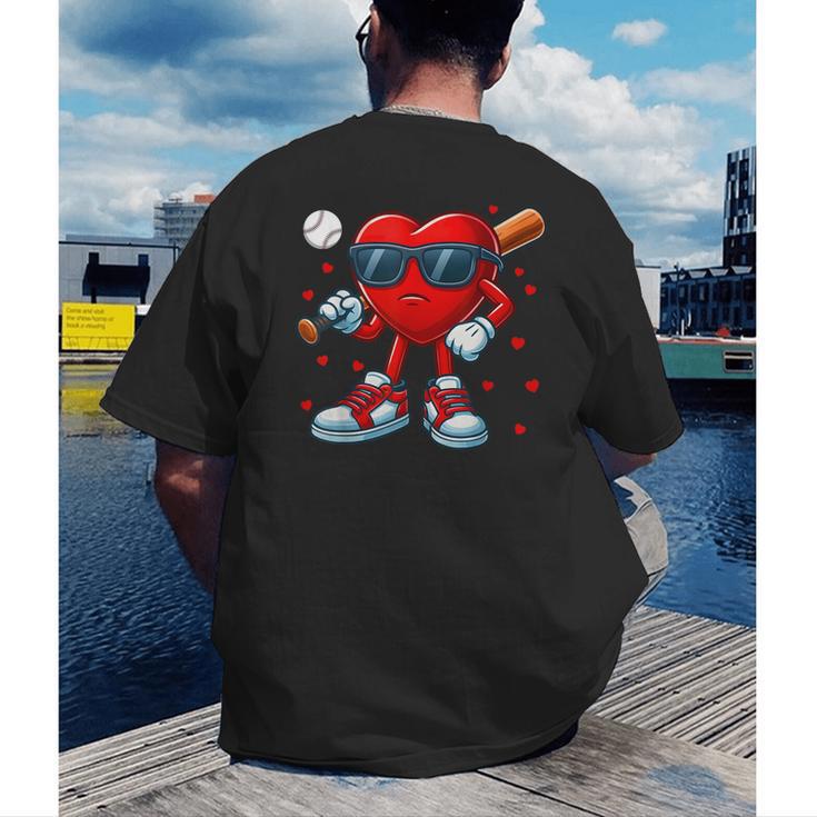 Heart Love Baseball Valentine Outfit Men Boy Men's Back Print T-Shirt Heart Love Baseball Valentine Outfit Men Boy Men's Back Print T-Shirt