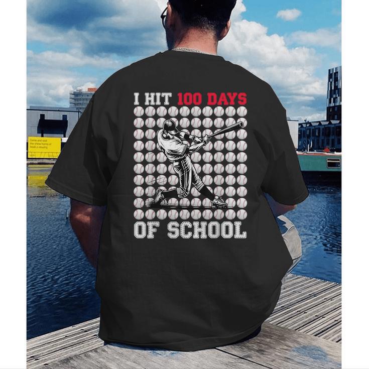 I Hit 100 Days Of School Baseball 100th Day Boys Kids Men's Back Print T-Shirt I Hit 100 Days Of School Baseball 100th Day Boys Kids Men's Back Print T-Shirt