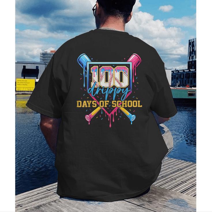 HUGvyn 100 Drippy Days Of School Baseball Ice Cream 100 Days Men's Back Print T-Shirt HUGvyn 100 Drippy Days Of School Baseball Ice Cream 100 Days Men's Back Print T-Shirt