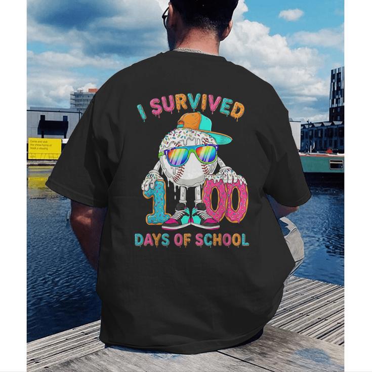 HUGvyn I Survived 100 Days Of School Baseball 6 7 Ice Cream Men's Back Print T-Shirt