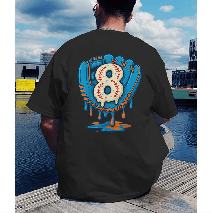 Ice Cream Baseball Glove 8th Birthday Edition Men's Back Print T-Shirt Ice Cream Baseball Glove 8th Birthday Edition Men's Back Print T-Shirt