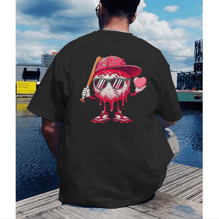 Ice Cream Drip Baseball Valentine's Day Spots Baseball Drip Men's Back Print T-Shirt