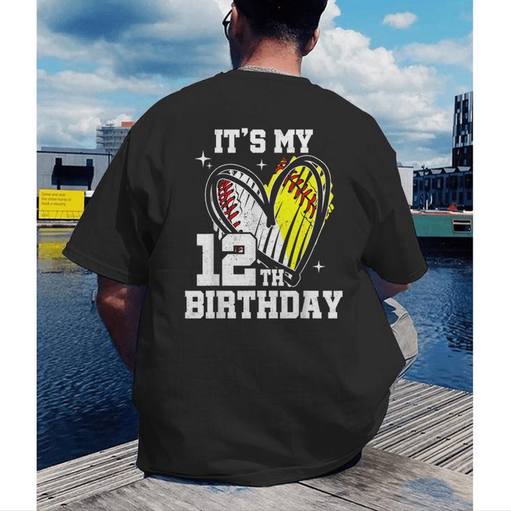 It's My 12th Birthday Baseball Softball Heart 12 Year Old Men's Back Print T-Shirt It's My 12th Birthday Baseball Softball Heart 12 Year Old Men's Back Print T-Shirt