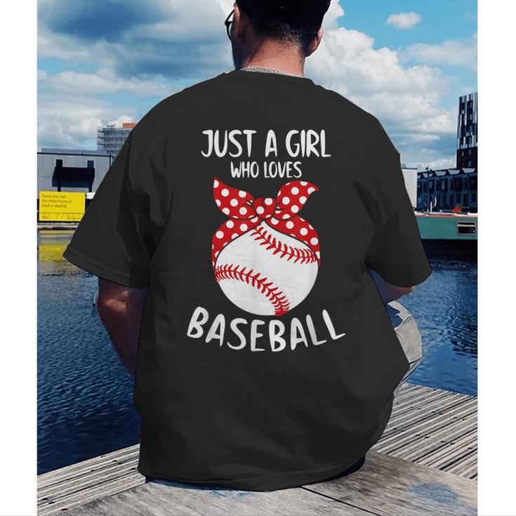 Just A Girl Who Loves Baseball Cute Retro Baseball Lover Men's Back Print T-Shirt Just A Girl Who Loves Baseball Cute Retro Baseball Lover Men's Back Print T-Shirt