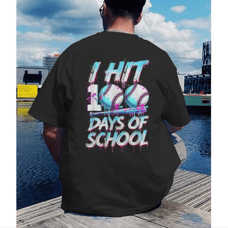 Kids 100 Days Of School 100th Day Baseball Ice Cream Drip Men's Back Print T-Shirt Kids 100 Days Of School 100th Day Baseball Ice Cream Drip Men's Back Print T-Shirt