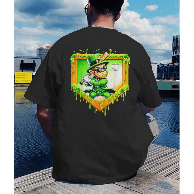 Leprechaun Baseball St Patricks Day Ice Cream Drip Men Boys Men's Back Print T-Shirt