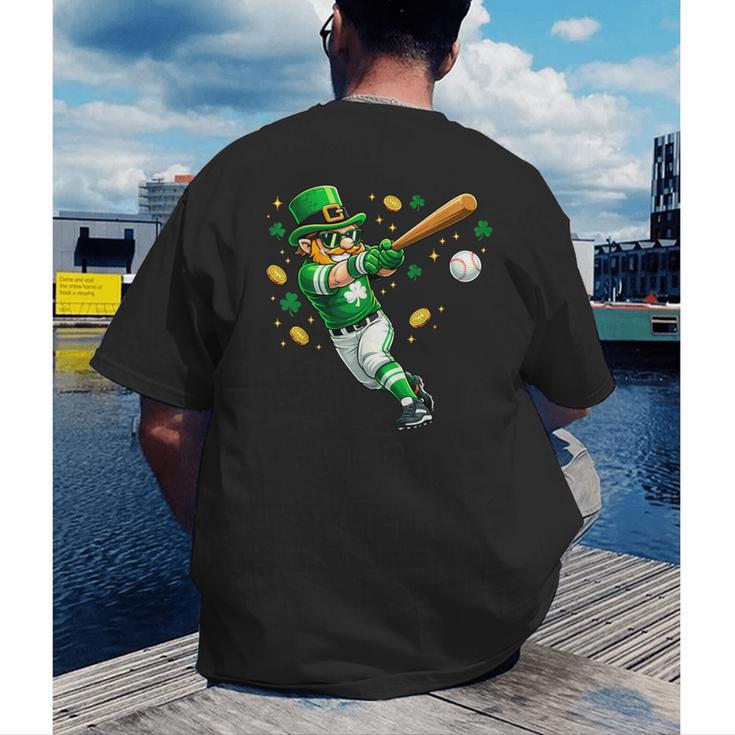 Leprechaun Play Baseball St Patrick's Day Men Kid Boys Men's Back Print T-Shirt Leprechaun Play Baseball St Patrick's Day Men Kid Boys Men's Back Print T-Shirt