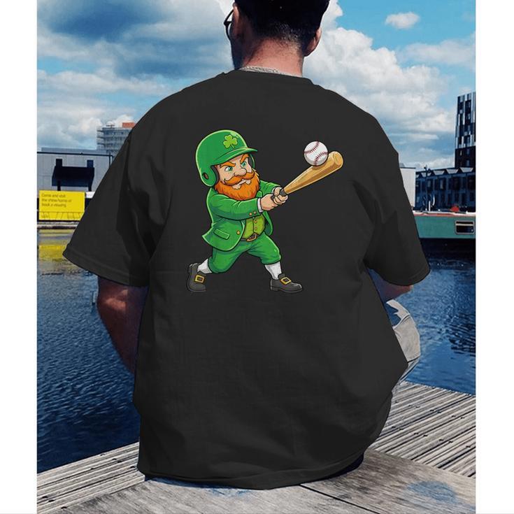 Leprechaun Playing Baseball St Patricks Day Men Boys Kids Men's Back Print T-Shirt Leprechaun Playing Baseball St Patricks Day Men Boys Kids Men's Back Print T-Shirt