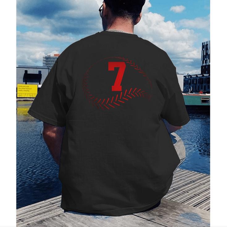 Number 7 Years Baseball 7TH Birthday Men's Back Print T-Shirt Number 7 Years Baseball 7TH Birthday Men's Back Print T-Shirt