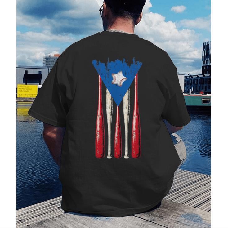 Puerto Rican Baseball Bats Puerto Rico Flag Pride BéIsbol Men's Back Print T-Shirt Puerto Rican Baseball Bats Puerto Rico Flag Pride BéIsbol Men's Back Print T-Shirt