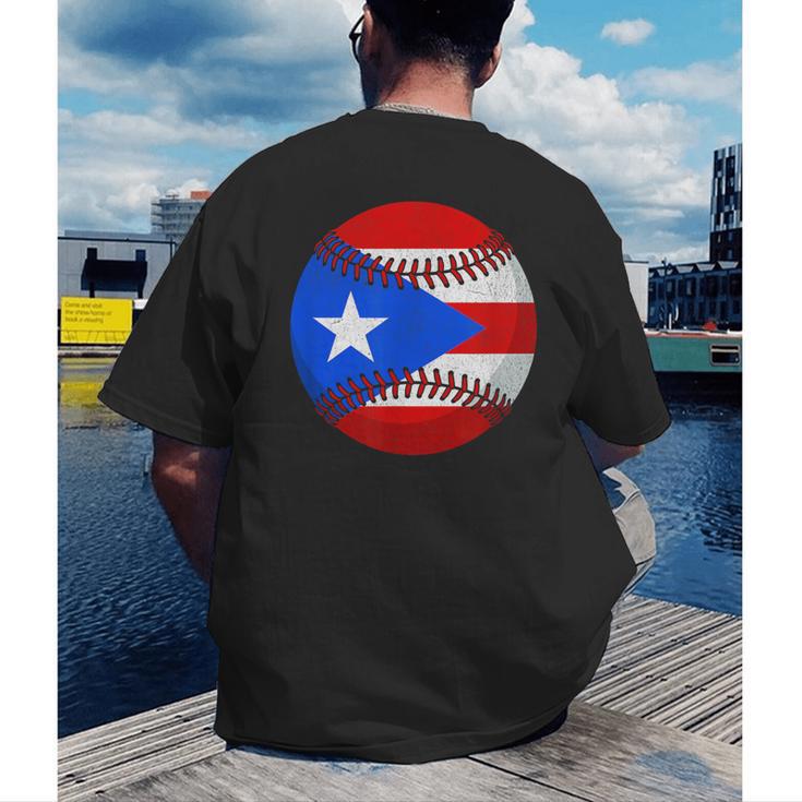 Puerto Rico Baseball Flag Boricua Beisbol Fan Gear Men's Back Print T-Shirt