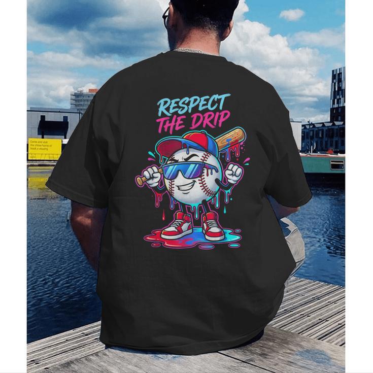Respect The Drip Baseball Bat Sunglasses Mascot Men's Back Print T-Shirt