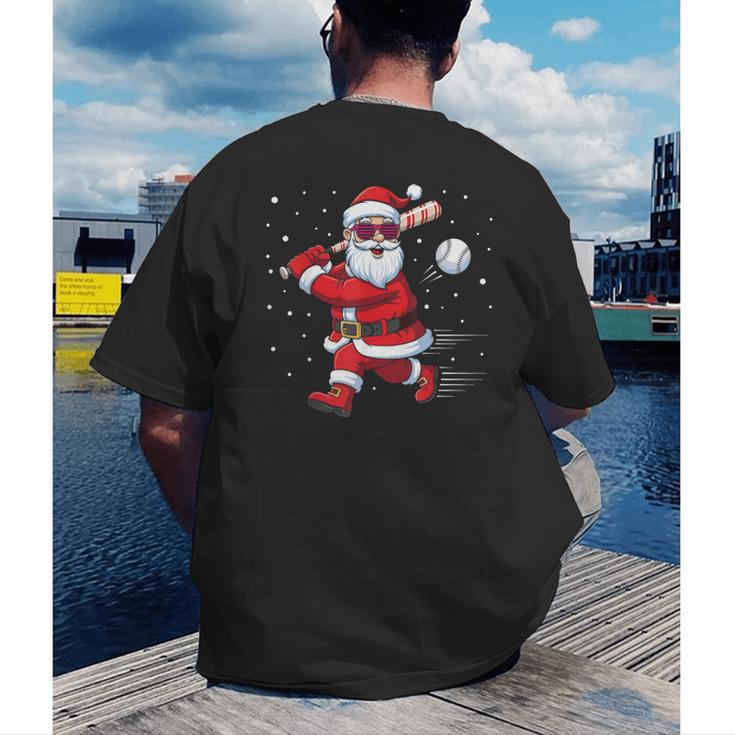 Santa Baseball Christmas Pajamas Xmas Men Kids Boys Men's Back Print T-Shirt