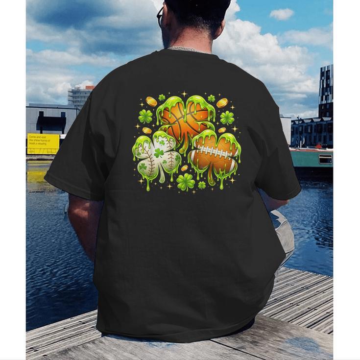 Shamrock Basketball Baseball Drip St Patrick's Day Boys Men Men's Back Print T-Shirt Shamrock Basketball Baseball Drip St Patrick's Day Boys Men Men's Back Print T-Shirt