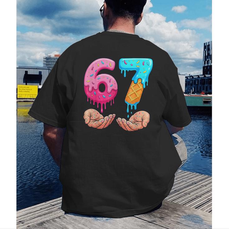 Six Seven 6-7 Baseball Ice Cream Drip 67 Meme Hands Men's Back Print T-Shirt