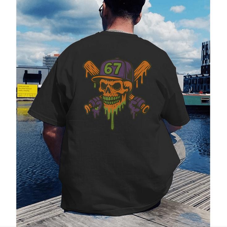 Six Seven 6 7 Baseball Skull Drip Halloween Horror Sports Men's Back Print T-Shirt Six Seven 6 7 Baseball Skull Drip Halloween Horror Sports Men's Back Print T-Shirt